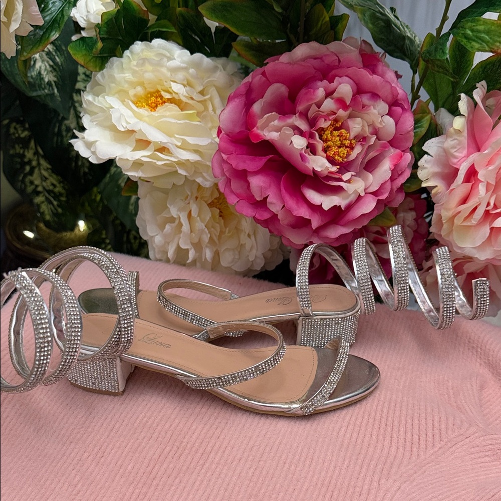 Elegant Silver Strappy Heels